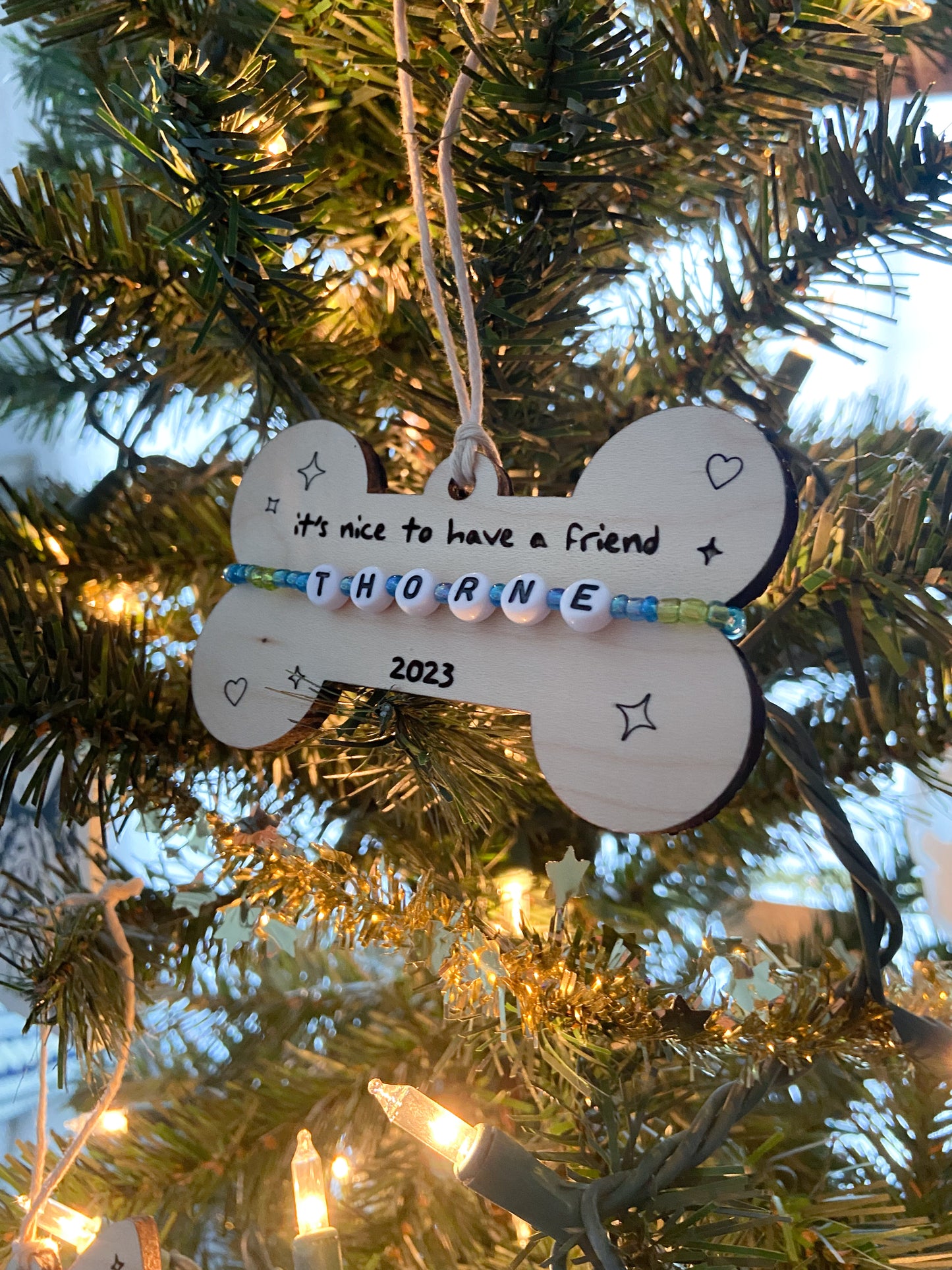 Friendship Bracelet Dog Bone Ornament