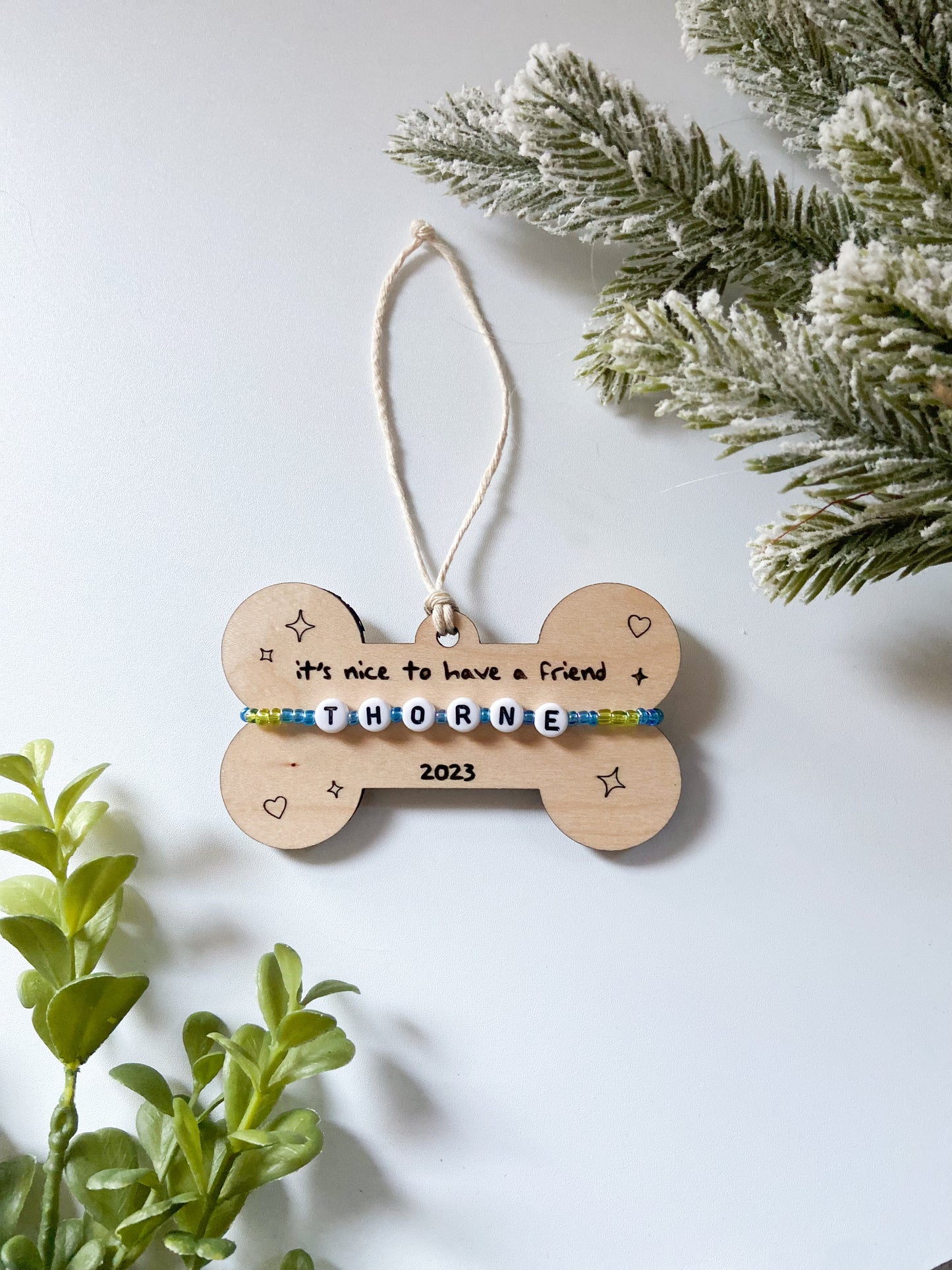 Friendship Bracelet Dog Bone Ornament