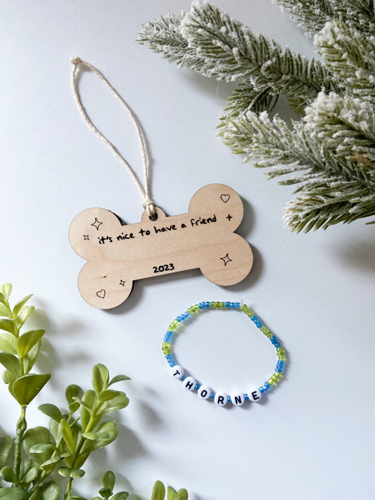 Friendship Bracelet Dog Bone Ornament