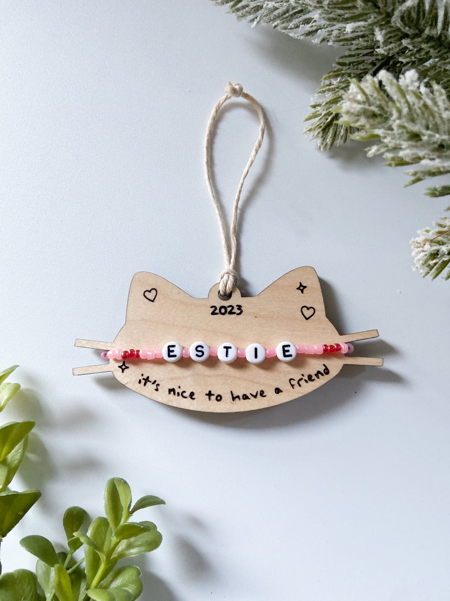 Friendship Bracelet Cat Ornament