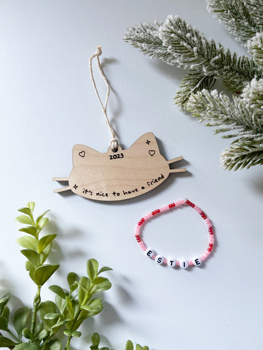 Friendship Bracelet Cat Ornament