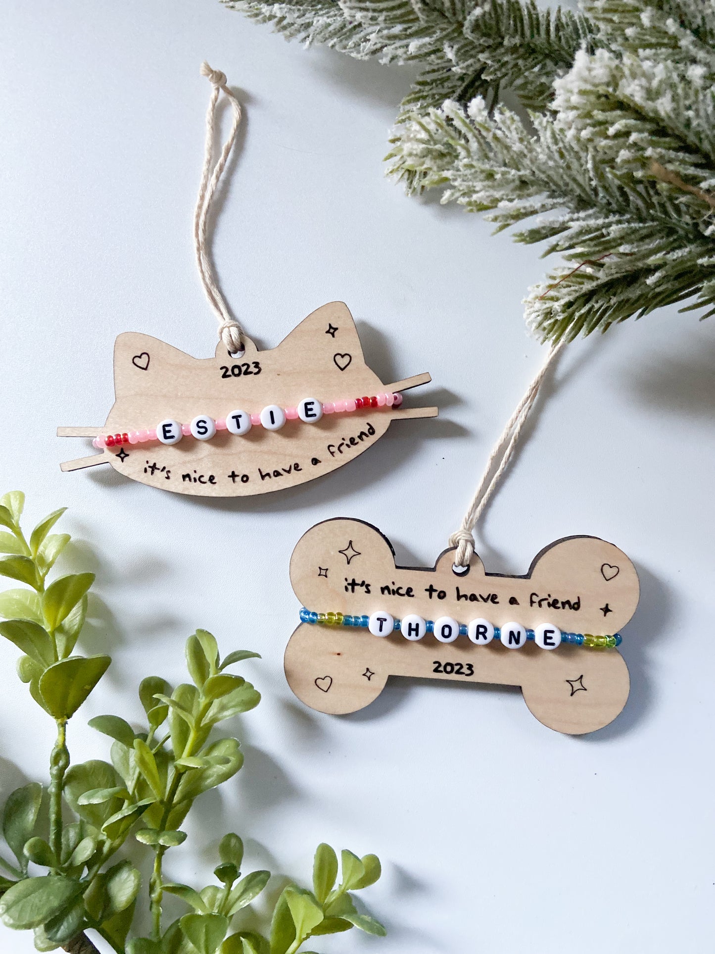 Friendship Bracelet Dog Bone Ornament