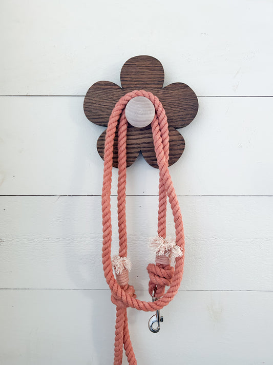 Dark Walnut Daisy Leash Holder (Ready to Ship)